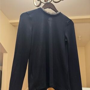 Stylish Navy and Tan Long Sleeve Shirt